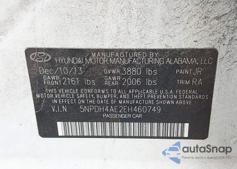2014 Hyundai Elantra Se из США, поврежденный, VIN 5NPDH4AE2EH460749